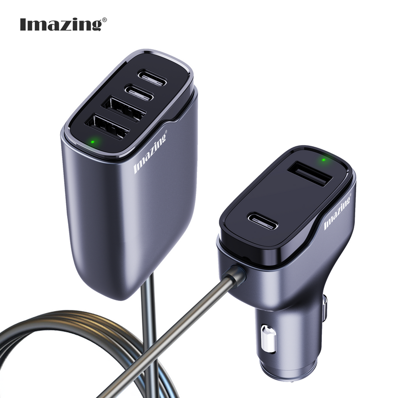 Imazing IMSC05 Autoladegerät für die Vorderseite und den Rücksitz mit insgesamt 102 W Ladeleistung