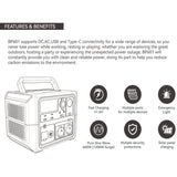 Imazing Tragbares Kraftwerk BP601, Backup-Lithium-Batterie, max. 110 V/360 W reine Sinuswellen-Wechselstromsteckdose, für Outdoor, Camping, Reisen, Jagd, Verdunkelung