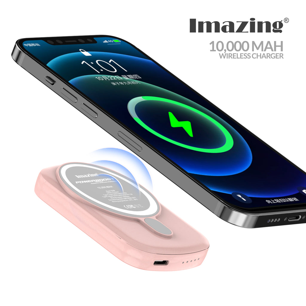 Imazing E33B magnetischer Akku, Powerbank-Akku, kabelloses Laden, 10.000 mAh, max. 15 W
