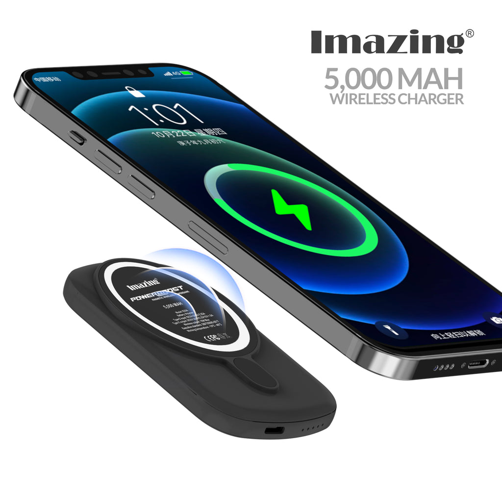 Imazing E33A magnetischer Akku, Powerbank-Akku, kabelloses Laden, 5000 mAh, max. 15 W