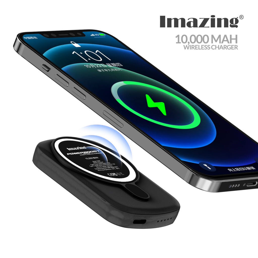 Imazing E33B magnetischer Akku, Powerbank-Akku, kabelloses Laden, 10.000 mAh, max. 15 W