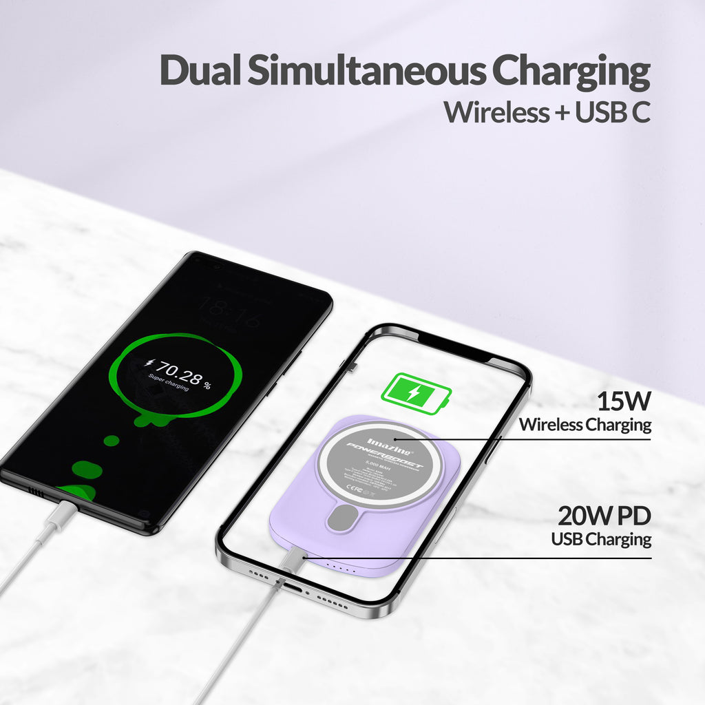 Imazing E33A magnetischer Akku, Powerbank-Akku, kabelloses Laden, 5000 mAh, max. 15 W