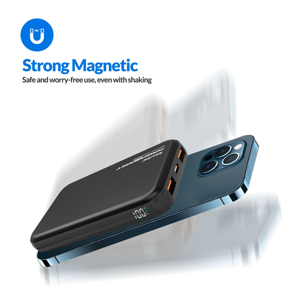 Imazing IS12 magnetischer Akku, Powerbank-Akku, kabelloses Laden, 10.000 mAh, max. 15 W